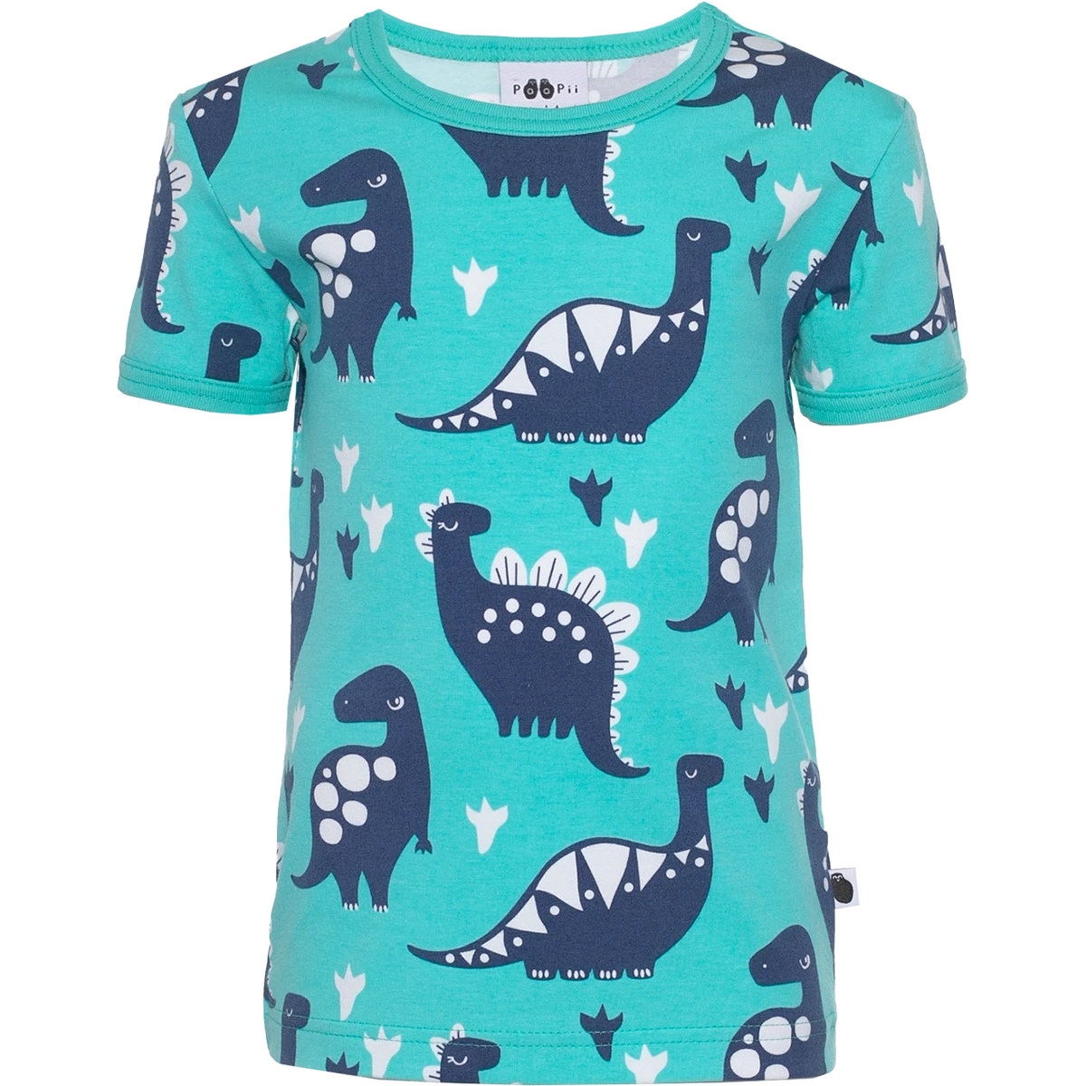 VISA Short Sleeve Shirt - Dinosaur in Turquoise and Blueberry-PaaPii-Modern Rascals