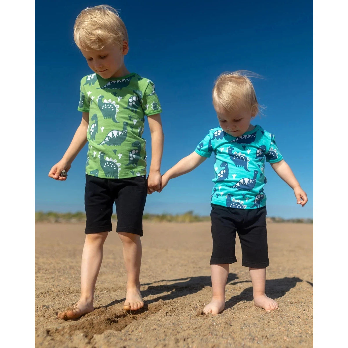 VISA Short Sleeve Shirt - Dinosaur in Turquoise and Blueberry-PaaPii-Modern Rascals