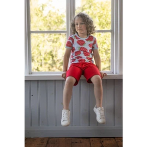 VISA Short Sleeve Shirt - Strawberry on Blue - 2 Left Size 4-5 & 6-7 years-PaaPii-Modern Rascals