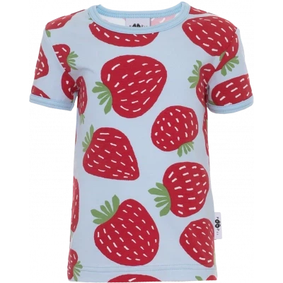 VISA Short Sleeve Shirt - Strawberry on Blue - 2 Left Size 4-5 & 6-7 years-PaaPii-Modern Rascals