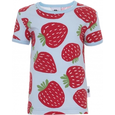 VISA Short Sleeve Shirt - Strawberry on Blue-PaaPii-Modern Rascals