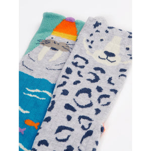 Walrus Leopard Character Socks - 2 Pack-Frugi-Modern Rascals