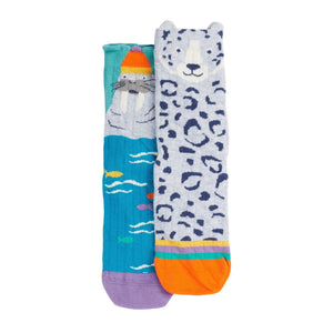 Walrus Leopard Character Socks - 2 Pack-Frugi-Modern Rascals