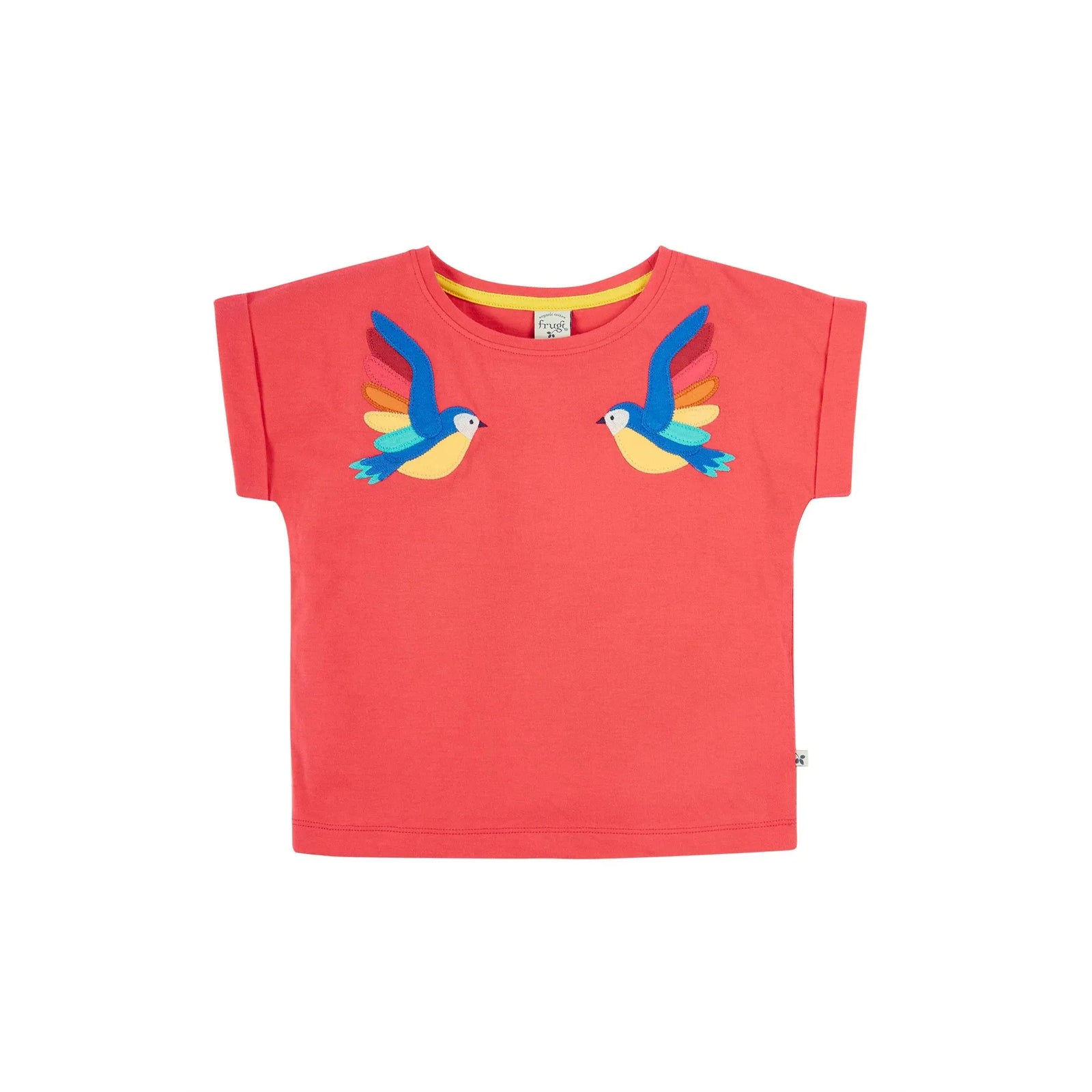 Watermelon / Parrots Daisy Applique T-Shirt - 1 Left Size 4-5 years-Frugi-Modern Rascals
