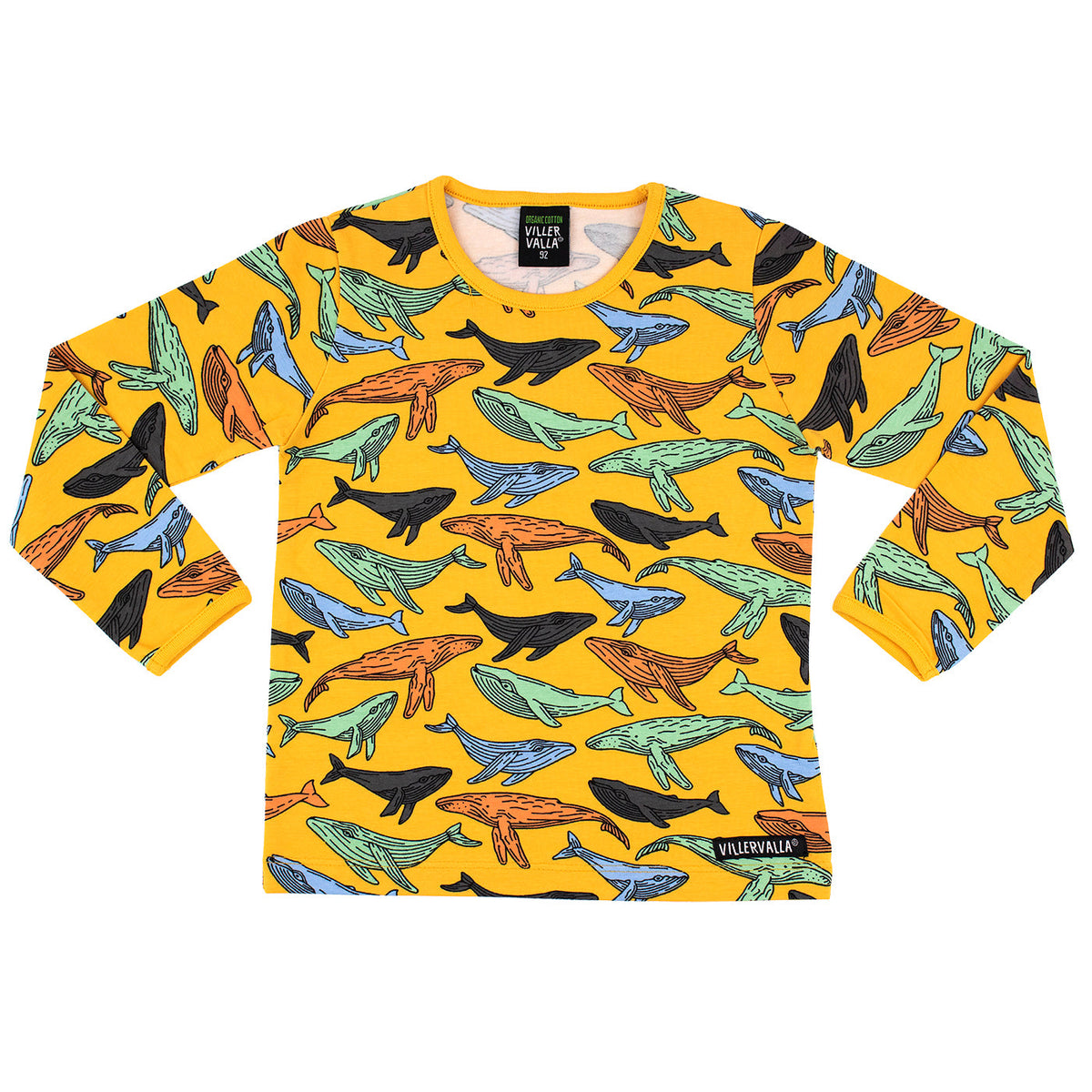 Whale Long Sleeve Shirt in Turmeric - 1 Left Size 10-11 years-Villervalla-Modern Rascals