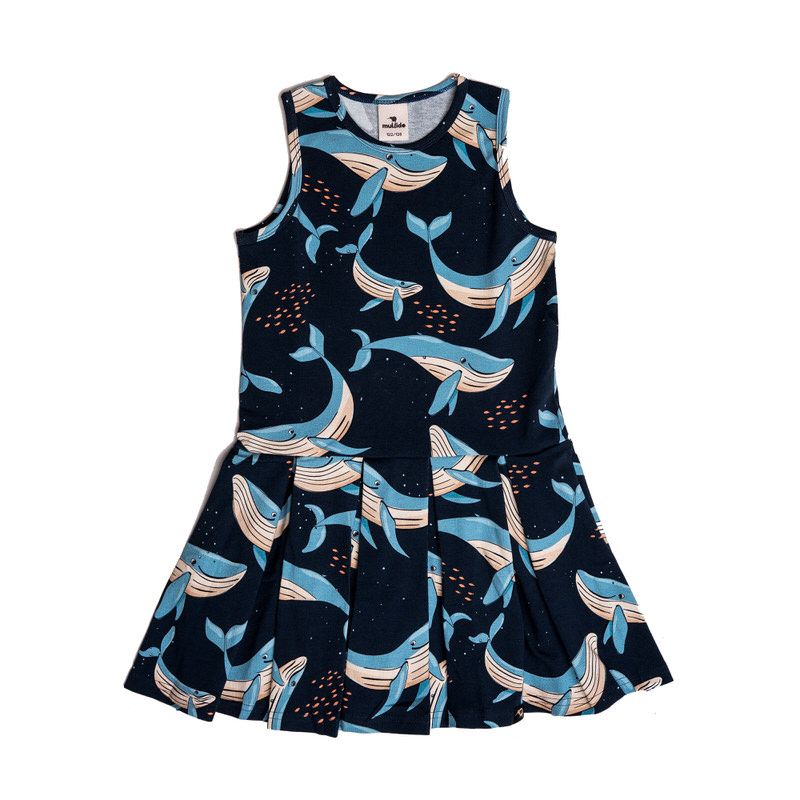 Whale Navy Sun Dress - 2 Left Size 2-4 & 8-10 years-Mullido-Modern Rascals