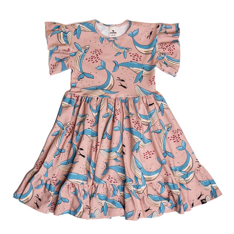 Whale - Sand Short Sleeve Dress - 1 Left Size 8-10 years-Mullido-Modern Rascals