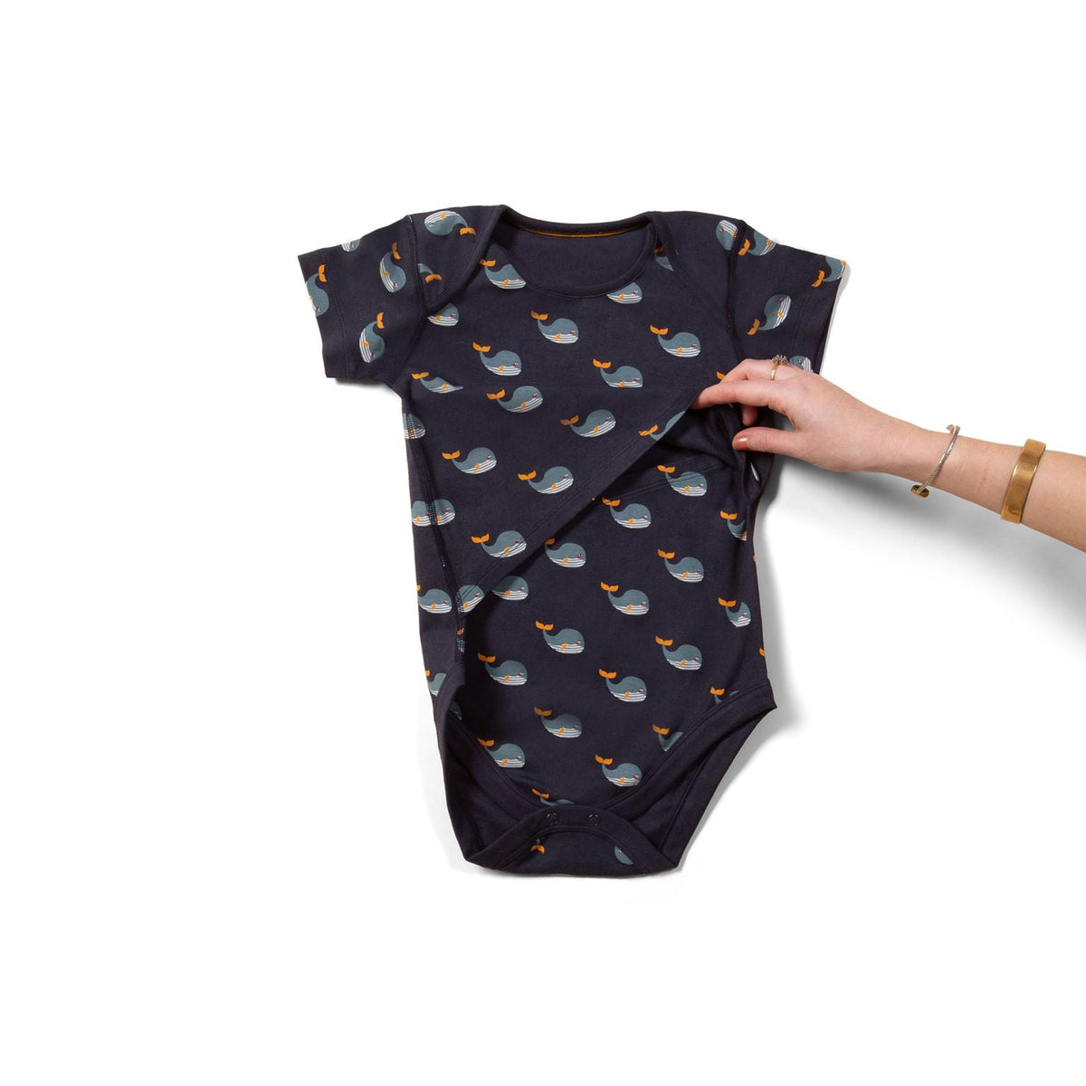 Whale Song Easy Feeding Adaptive Onesie-Little Green Radicals-Modern Rascals