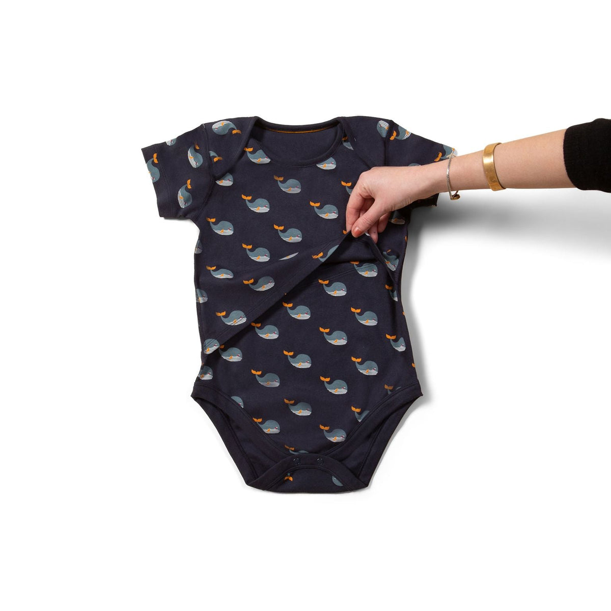 Whale Song Easy Feeding Adaptive Onesie-Little Green Radicals-Modern Rascals