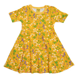 Wildflowers - Orange Short Sleeve Skater Dress - 2 Left Size 3-4 & 9-10 years-Duns Sweden-Modern Rascals