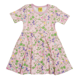 Wildflowers - Pink Short Sleeve Skater Dress - 1 Left Size 11-12 years-Duns Sweden-Modern Rascals