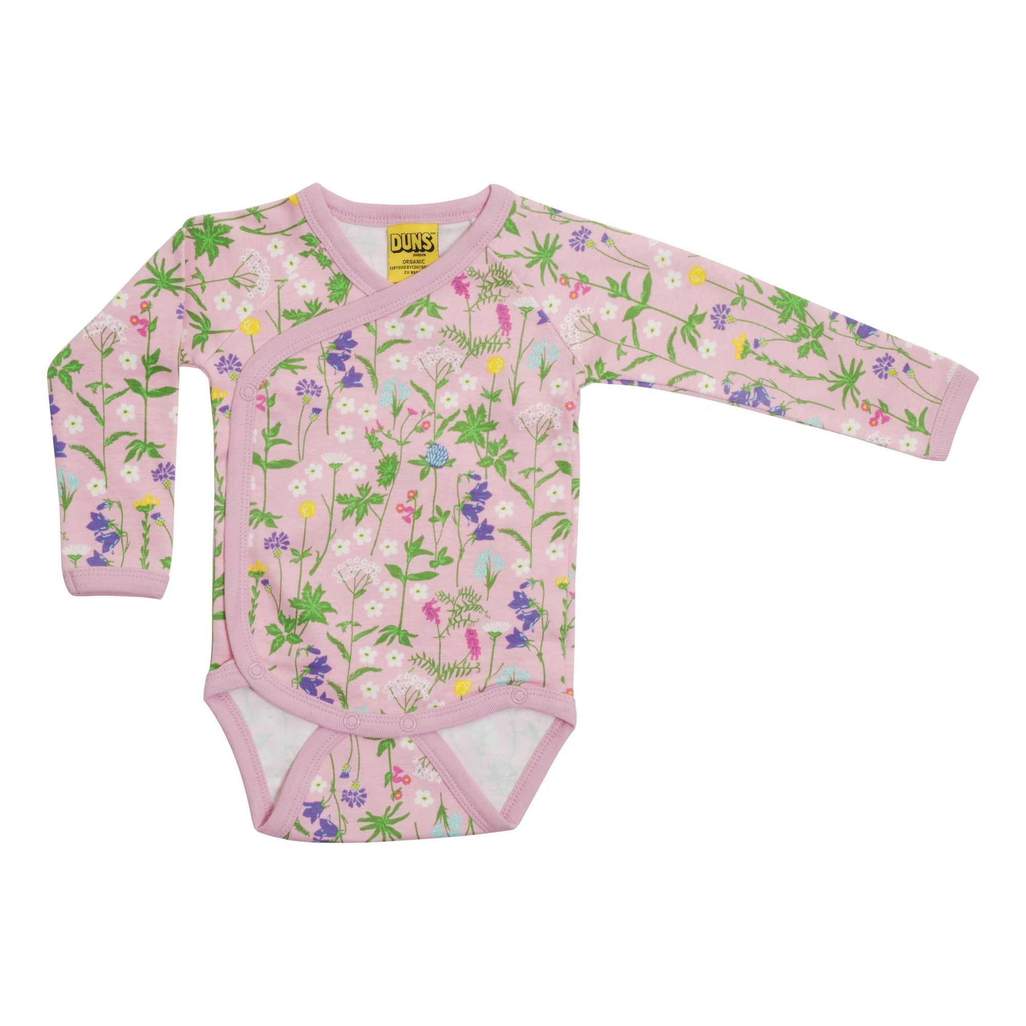 Wildflowers - Pink Wrap Style Long Sleeve Onesie - 1 Left Size 1-2 months-Duns Sweden-Modern Rascals