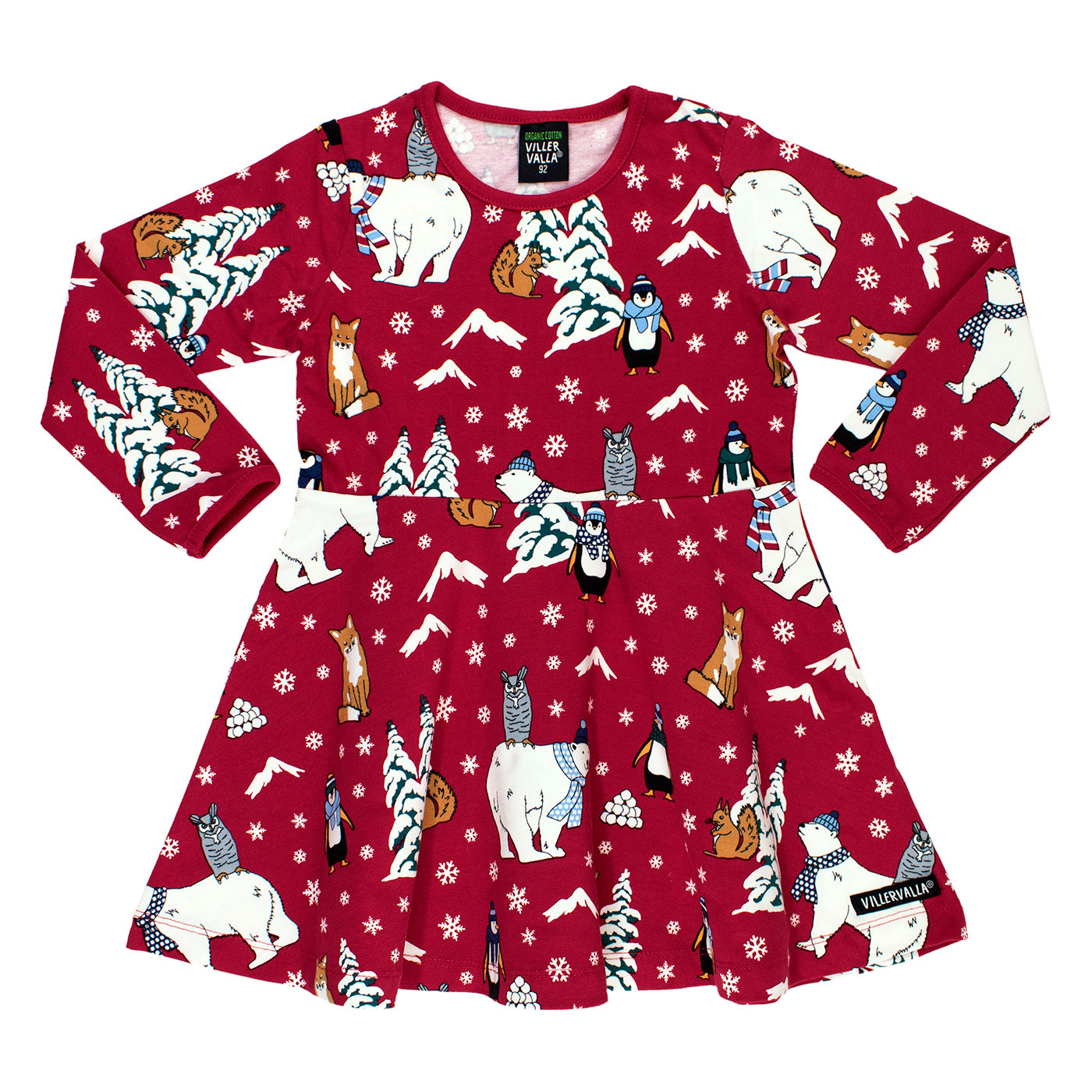 Winter Animals Long Sleeve Half Circle Dress - Chili-Villervalla-Modern Rascals