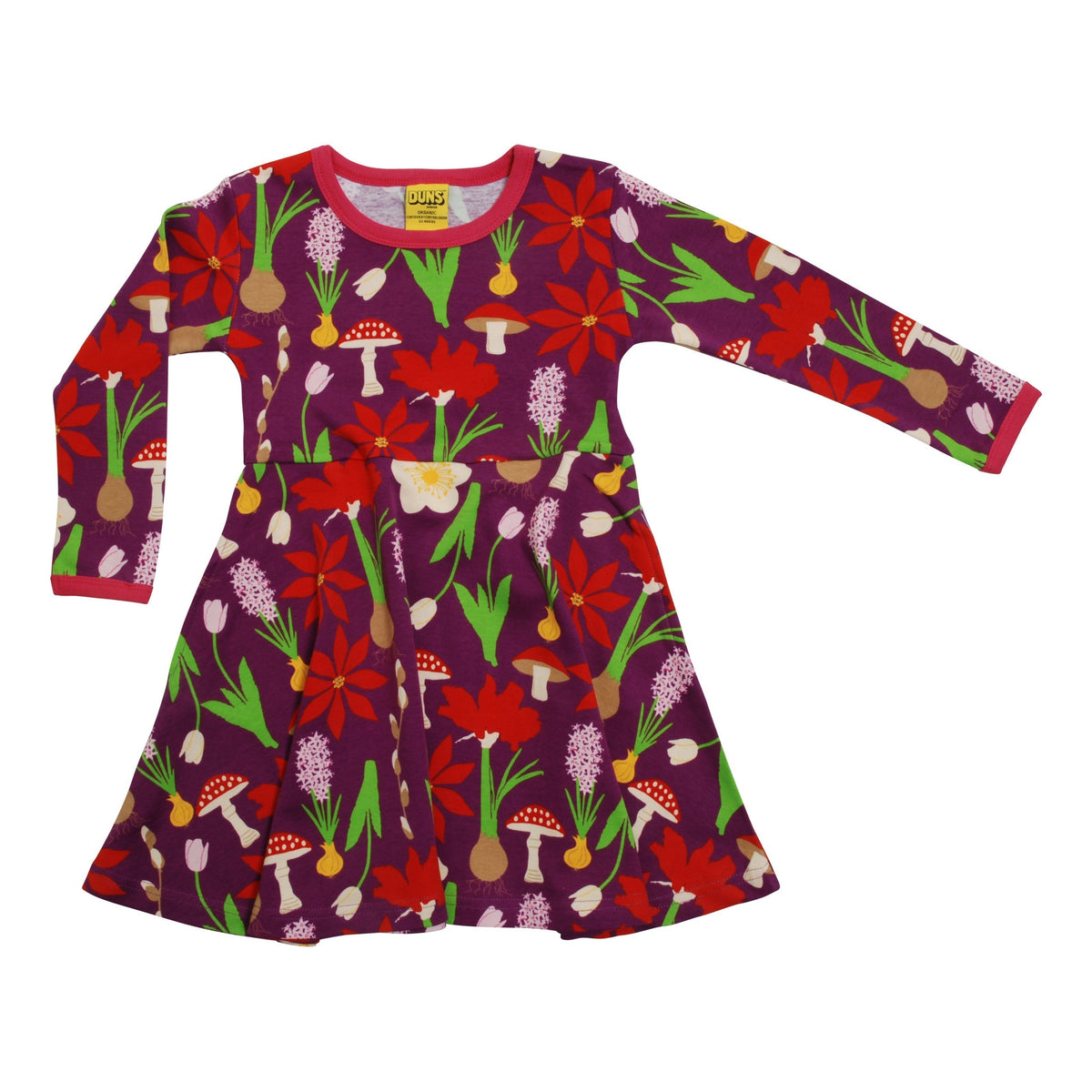 Winter Flowers Long Sleeve Skater Dress - 1 Left Size 10-11 years-Duns Sweden-Modern Rascals