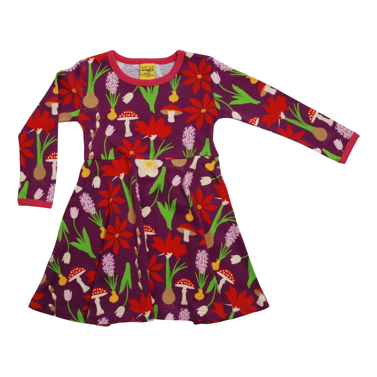 Winter Flowers Long Sleeve Skater Dress - 1 Left Size 10-11 years-Duns Sweden-Modern Rascals
