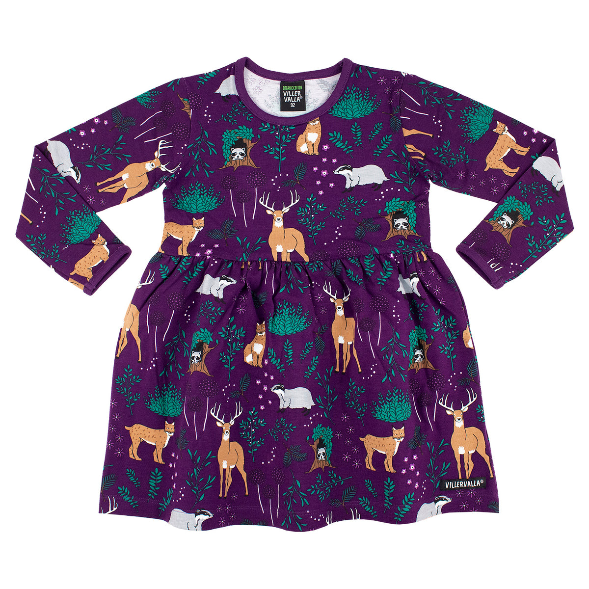 Winter Forest Flared Long Sleeve Dress in Grape-Villervalla-Modern Rascals