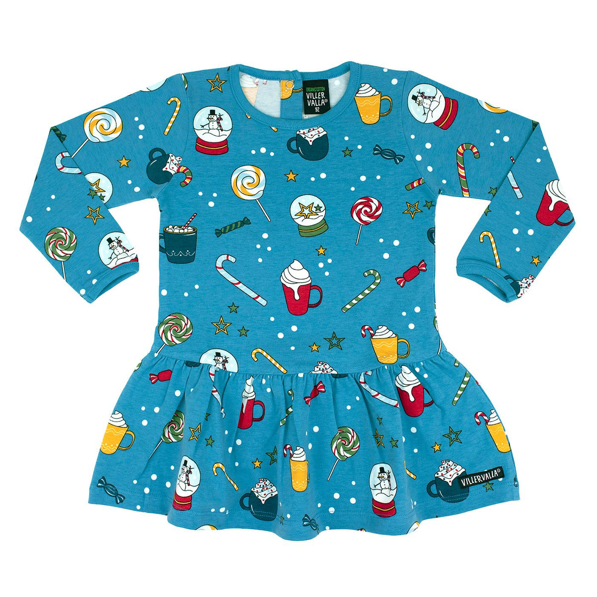 Winter Magic Long Sleeve Dress With Dropped Skirt - Light Sky-Villervalla-Modern Rascals