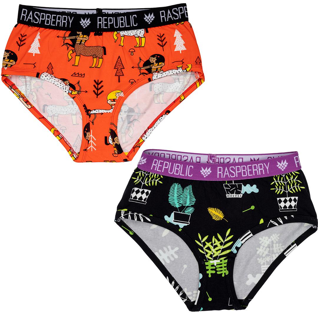 Women's Enchanted Forest Orange & Plantastic Briefs - 2 Pack - 1 Left Size S-Raspberry Republic-Modern Rascals