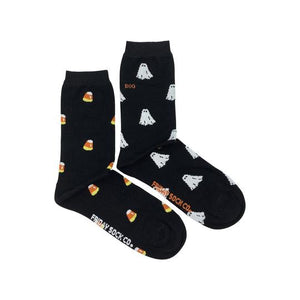 Women's Ghost and Candy Corn Mismatched Socks-Friday Sock Co.-Modern Rascals