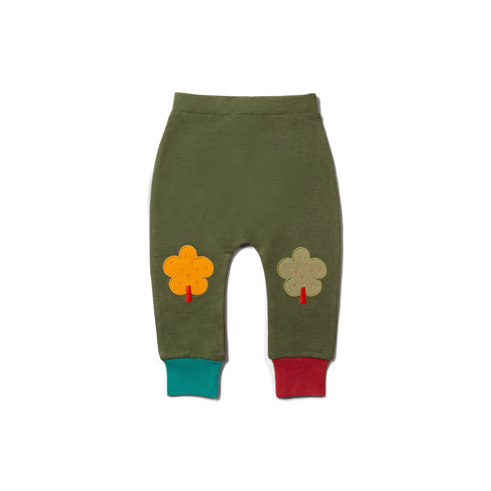 Woodland Green Leaf Knee Patch Joggers-Little Green Radicals-Modern Rascals