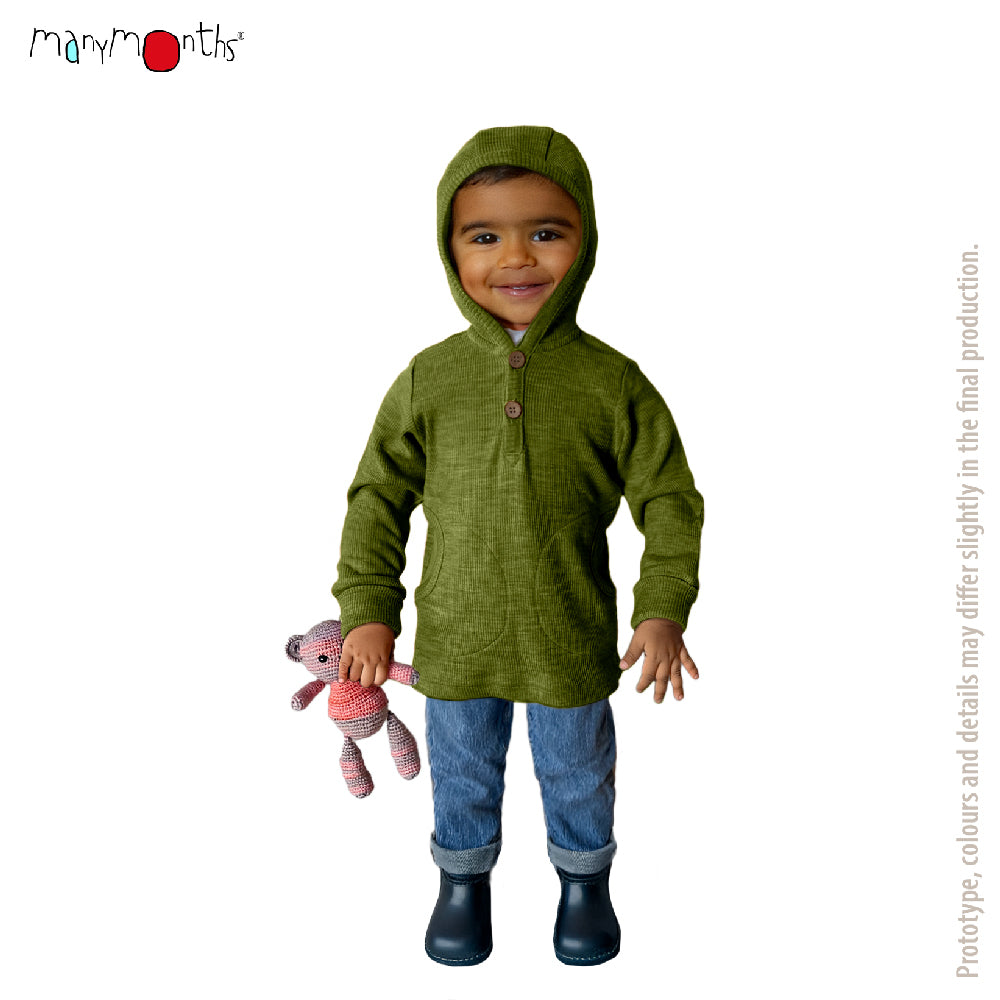Wool Henley Long Sleeve Hoodie with Pockets - Multiple Colours-ManyMonths Nature Woolies-Modern Rascals