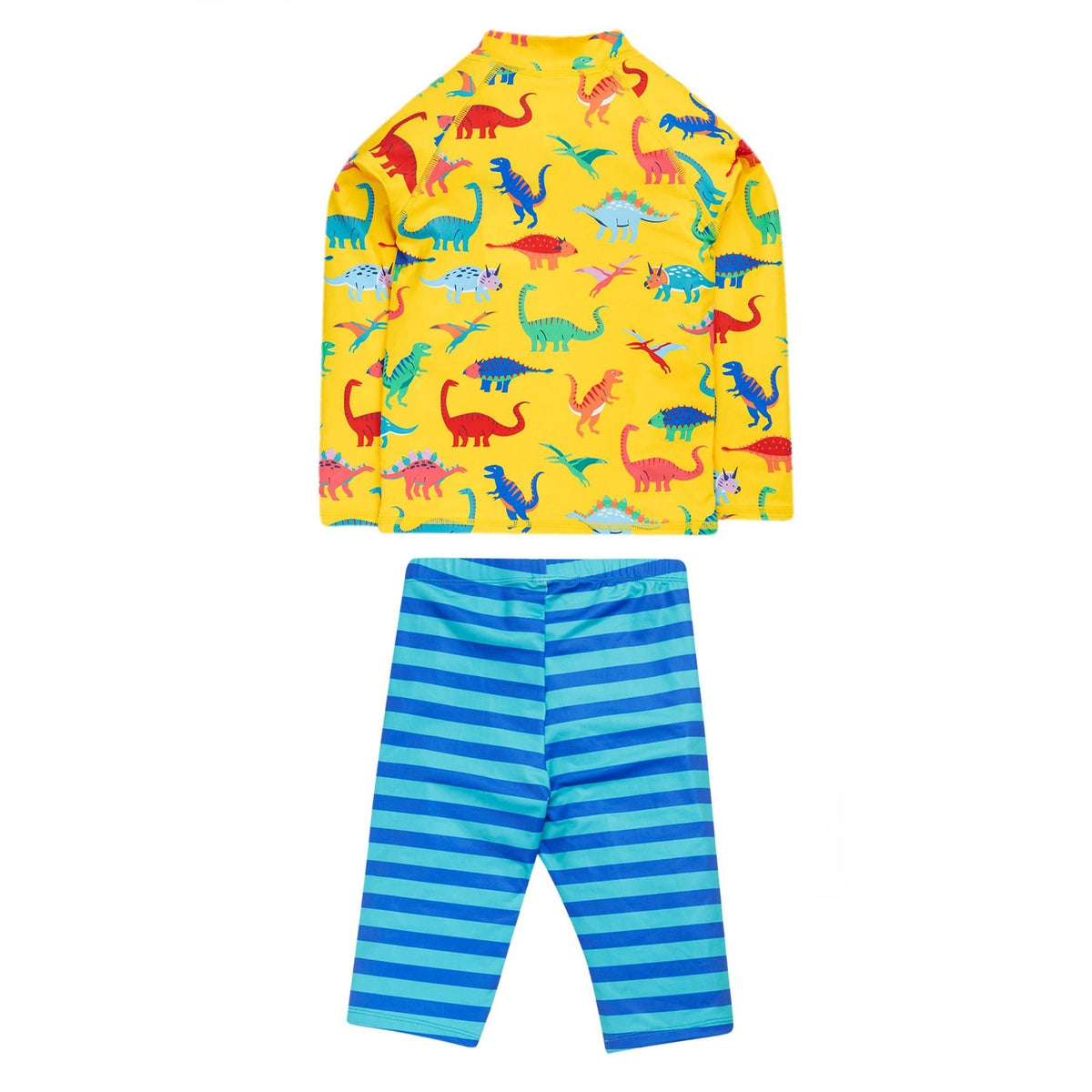 Yellow Dino-Roar! / Tropical Stripe Sun Safe Set - 1 Left Size 8-9 years-Frugi-Modern Rascals