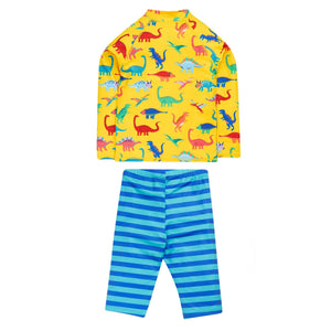 Yellow Dino-Roar! / Tropical Stripe Sun Safe Set - 1 Left Size 8-9 years-Frugi-Modern Rascals