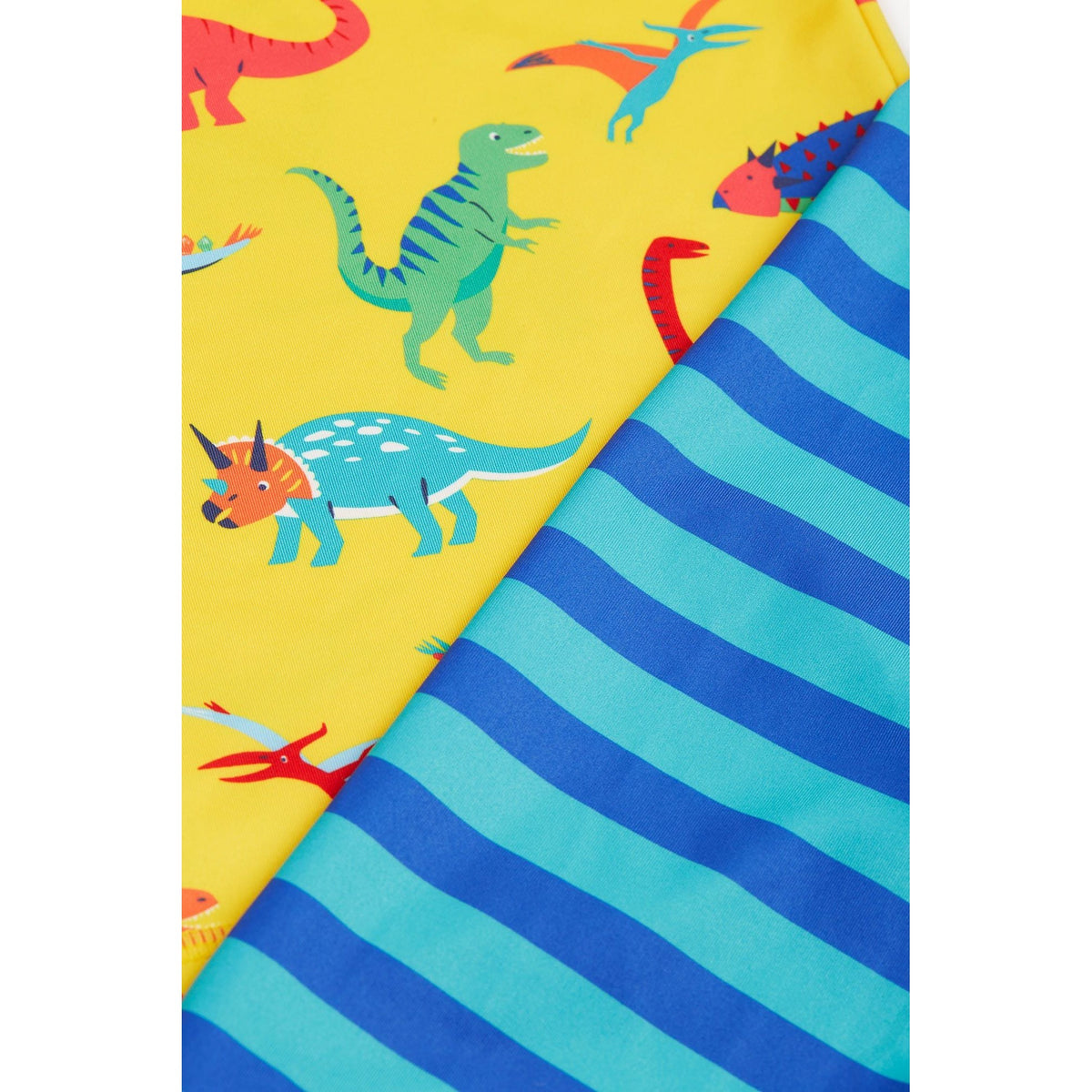 Yellow Dino-Roar! / Tropical Stripe Sun Safe Set - 1 Left Size 8-9 years-Frugi-Modern Rascals