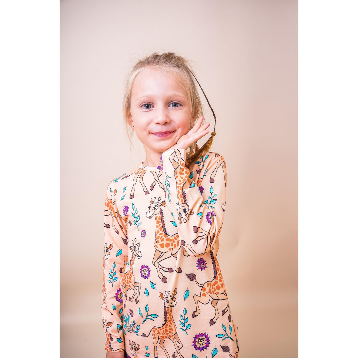 Yellow Giraffes Long Sleeve Shirt - 1 Left Size 4-6 years-Mullido-Modern Rascals