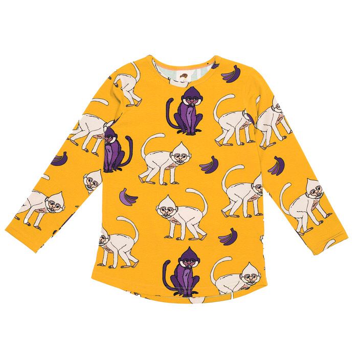 Yellow Monkeys Long Sleeve Shirt - 1 Left Size 8-10 years-Mullido-Modern Rascals