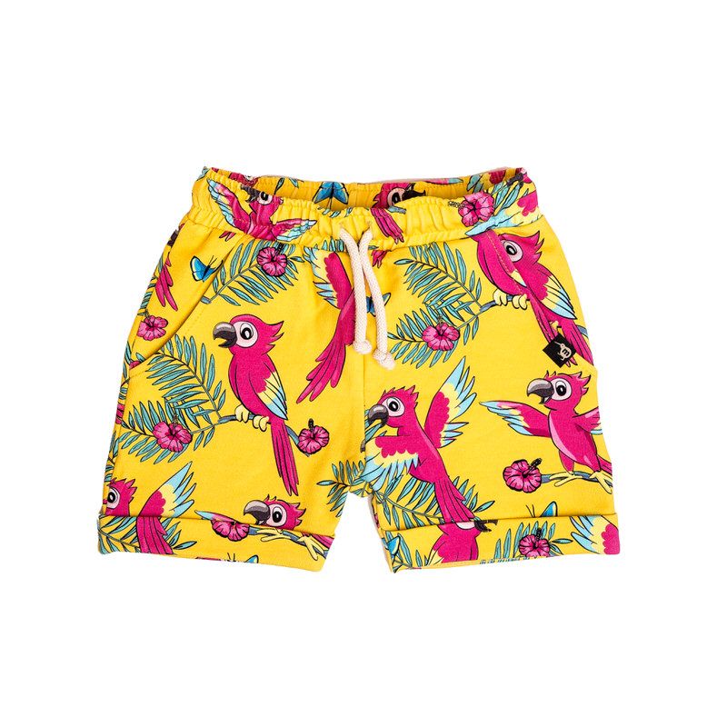 Yellow Parrot Shorts - 2 Left Size 4-6 years-Mullido-Modern Rascals